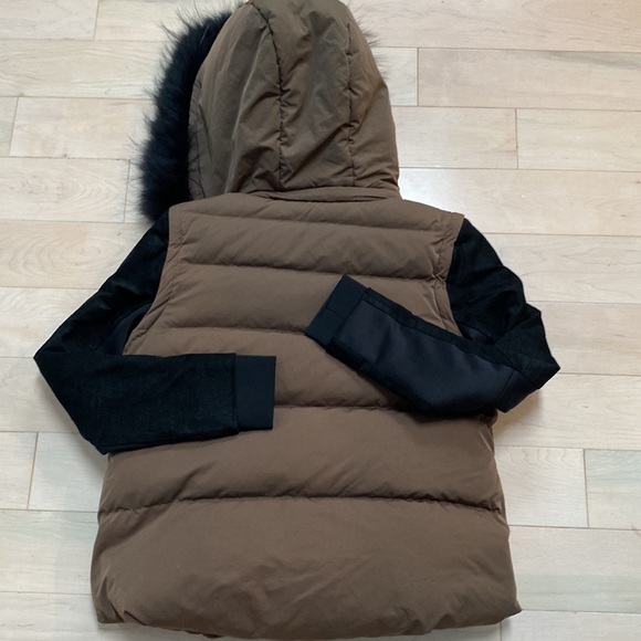 Maje leather sleeves raccoon fur hood warm removable sleeve down warm jacket 2 - Picture 15 of 15